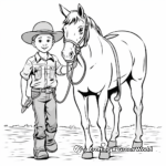 Cowboy and Horse on a Ranch Coloring Pages 1