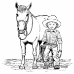 Cowboy and Horse on a Ranch Coloring Pages 2