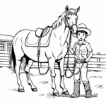 Cowboy and Horse on a Ranch Coloring Pages 3