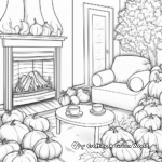 Cozy Fall Scenes: Fireplace and Hot Cocoa Coloring Pages 2