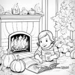 Cozy Fall Scenes: Fireplace and Hot Cocoa Coloring Pages 4