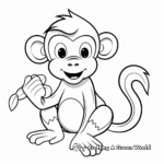 Cute Baby Monkey with Banana Coloring Pages 1