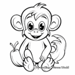 Cute Baby Monkey with Banana Coloring Pages 2