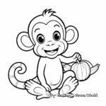 Cute Baby Monkey with Banana Coloring Pages 3