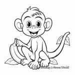 Cute Baby Monkey with Banana Coloring Pages 4