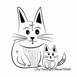 Dainty Bunny and Playful Cat Coloring Pages 2