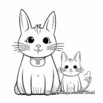 Dainty Bunny and Playful Cat Coloring Pages 3