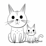 Dainty Bunny and Playful Cat Coloring Pages 4
