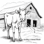 Dairy Cow with a Barn Background Coloring Pages 1