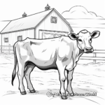 Dairy Cow with a Barn Background Coloring Pages 2