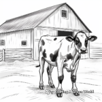 Dairy Cow with a Barn Background Coloring Pages 3
