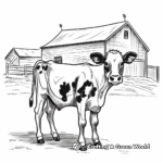 Dairy Cow with a Barn Background Coloring Pages 4