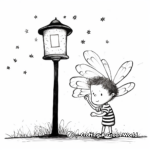Dazzling Fireflies around Lamp Post Coloring Pages 1