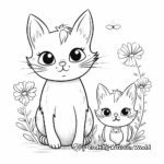 Delightful Spring Bunny and Cat Coloring Page 1