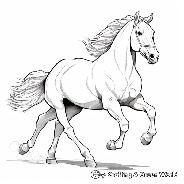 Running Horse Coloring Pages - Free &amp; Printable!