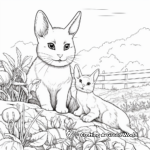 Detailed Cat and Bunny Nature Scene Coloring Page 1