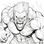 Detailed Hulk Transformation Coloring Pages for Adults 3