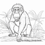 Detailed Proboscis Monkey with Banana Coloring Sheets for Adults 1