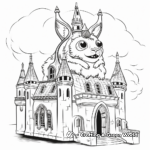 Detailed Pugicorn and Castle Coloring Pages for Adults 1