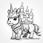 Detailed Pugicorn and Castle Coloring Pages for Adults 3