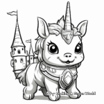 Detailed Pugicorn and Castle Coloring Pages for Adults 4