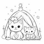 Dreamy Fairy-Tale Bunny and Cat Coloring Page 1