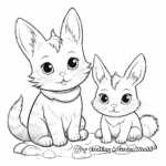 Dreamy Fairy-Tale Bunny and Cat Coloring Page 2