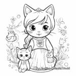 Dreamy Fairy-Tale Bunny and Cat Coloring Page 3