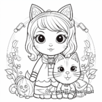Dreamy Fairy-Tale Bunny and Cat Coloring Page 4