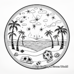 Easy Beach-Themed Summer Mandala Coloring Pages for Kids 3