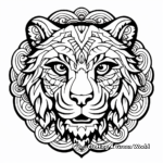 Easy-to-Color Tiger Mandala Coloring Pages for Kids 4