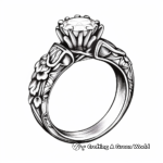 Elegant Vintage Engagement Ring Coloring Pages 3