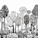 Enchanting Fall Forest Scene Coloring Pages 2