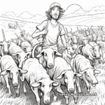 Euphoric Shepherd with His Flock Coloring Sheets 2