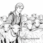 Euphoric Shepherd with His Flock Coloring Sheets 4