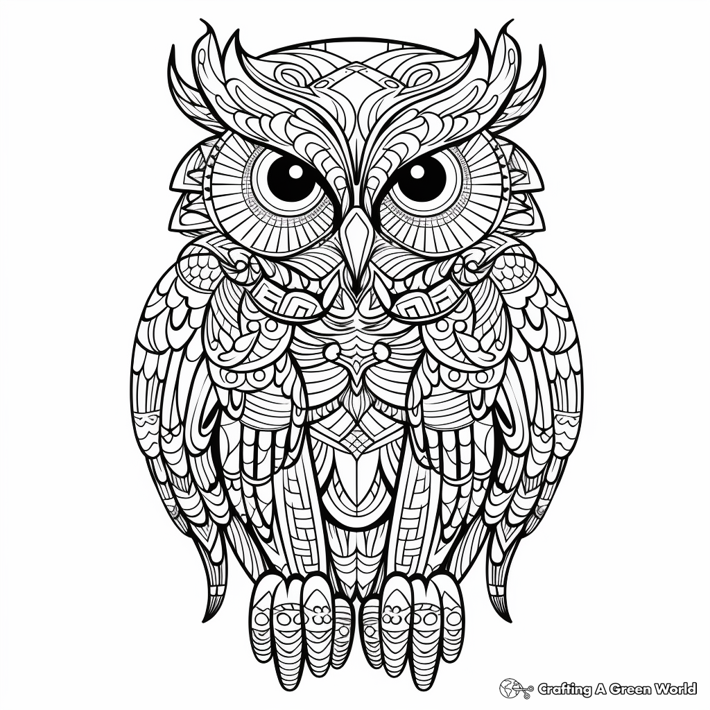 Zentangle Owl Coloring Pages Free Printable 