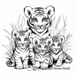 Family of Tiger Cubs Coloring Pages 1