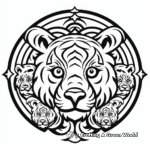 Family Tiger Mandala: Male, Female, and Cubs Mandala Coloring Pages 2