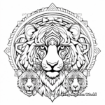 Family Tiger Mandala: Male, Female, and Cubs Mandala Coloring Pages 3