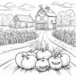 Farm Fresh Harvest: Apples, Corn, and Pumpkin Coloring Pages 2