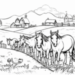 Farm Scene with Multiple Horses Coloring Pages 2