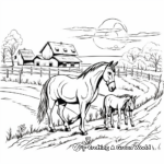 Farm Scene with Multiple Horses Coloring Pages 3