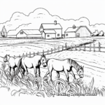 Farm Scene with Multiple Horses Coloring Pages 4