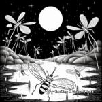 Firefly Swarming around Moonlight Coloring Pages 1