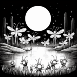 Firefly Swarming around Moonlight Coloring Pages 2