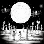 Firefly Swarming around Moonlight Coloring Pages 3
