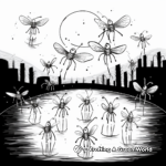 Firefly Swarming around Moonlight Coloring Pages 4