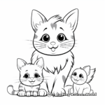 Fluffy Bunny Hugs Cute Kitten Coloring Page 1