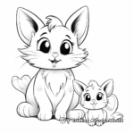 Fluffy Bunny Hugs Cute Kitten Coloring Page 2
