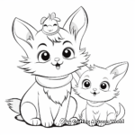 Fluffy Bunny Hugs Cute Kitten Coloring Page 3